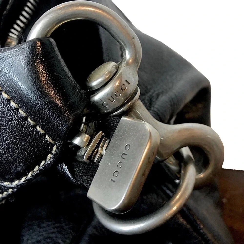 GUCCI Supreme Hysteria Black Leather Oversized Messenger Bag